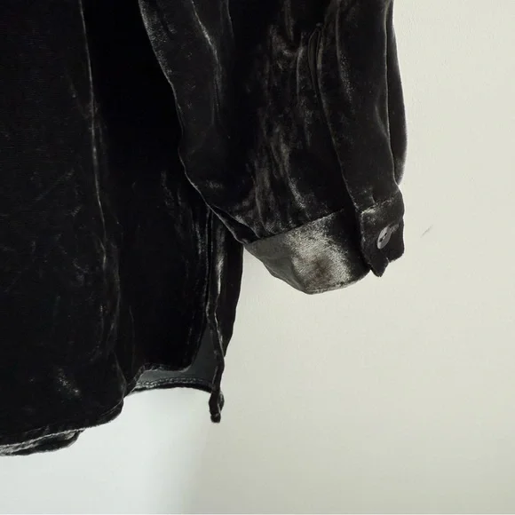 NWT Eileen Fisher Mandarin Collar Long Shirt Silk Ivy Crushed Velvet PL Petite L - Picture 12 of 16